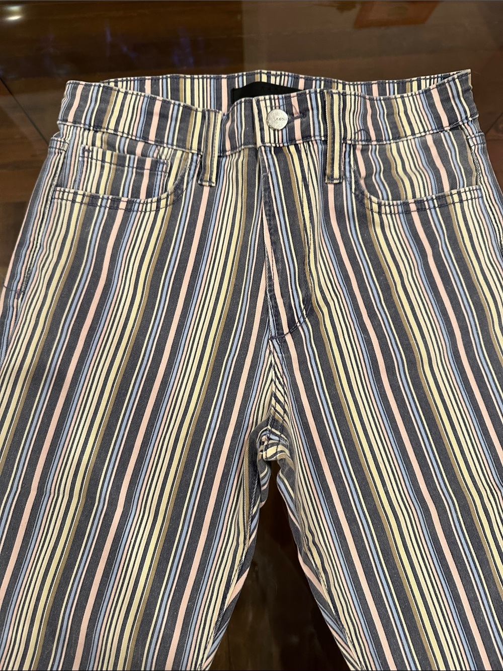 Joe's Jeans The Luna Striped Ankle Crop in Navy, Pink, and Cream